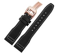 MODBAND 22mm The Top Leather Watch Band For IWC IW326201 / IW377701 Big Pilot Series Genuine Leather Watch Strap(Rose Green)