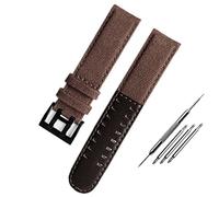 MODBAND Canvas leather strap is suitable for Hamilton Khaki field watch H68201993 H7060596 For Seiko strap 20mm 22mm buckle(Brown black,22mm)