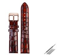 MODBAND Crocodile texture Calfskin Leather Watch Strap18mm 20mm 22mm Watchband For Men women Watch band Solid Buckle(Brown Rose gold,20mm)