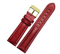 MODBAND For Classic General purpose plain weave watch Band Fashion brand strap 18mm 20mm 21mm 22mm genuine leahther wristband(Red-gold,21mm)