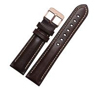 MODBAND For Classic General purpose plain weave watch Band Fashion brand strap 18mm 20mm 21mm 22mm genuine leahther wristband(Brown-rose gold,22mm)
