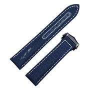 MODBAND For Omega Strap 300 AT150 Fabric Leather AQUA TERRA 150 Watchband Deployment Buckle 20mm 22mm Nylon Canvas Watch Band(Blue Blk Buckle,22mm)
