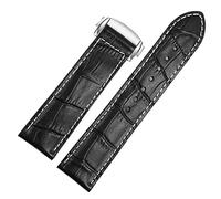 MODBAND Genuine Leather watch band For Oris Frosted Folding Buckle Watch Chain 20mm 22mm Strap(Black-silver,22mm)