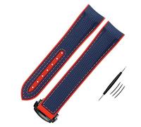 MODBAND Nylon Silicone Watch Strap For Omega Watch Band 20mm 21mm 22mm Silicone Watchband Folding Clasp Curved End Wristwatches Belt With Logo(BK-black SR,22mm)