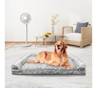 MODCART Orthopedic Dog Bed for Large Dogs, Memory Foam, XL, Extra Large Dog Bed with Stick-on Design, Waterproof, with Washable Removable Cover (36", Grey)