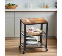 Modcraft 3-Tier Serving Trolley With Wheels, Rustic Rolling Kitchen Cart, Heavy Duty Storage Shelf