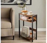 Modcraft 3-Tier Slim Side End Table For Small Spaces - Brown
