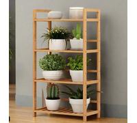 Modcraft 4 Tier Bamboo Plant Stand Ladder With Adjustable Shelves, Corner Storage Shelf, 67X25X99 Cm