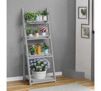 Modcraft 4-Tier Grey Foldable Wooden Plant Stand And Ladder Shelf Display Rack
