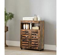 Modcraft 4-Tier Rustic Bathroom Cabinet with Louver Doors - Adjustable Shelf, 60 x 30 x 80 cm