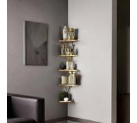 Modcraft 4-Tier Rustic Wood Floating Corner Shelf in Light Sand Modcraft Light Sand