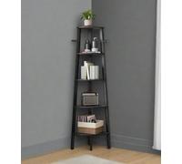 Modcraft 5-Tier Corner Shelf Unit, Industrial Ladder Shelf for Living Room, Bedroom 159 cm - Black
