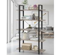 Modcraft 5-Tier Industrial Bookshelf Freestanding Storage Rack Display Unit for Living Room Office