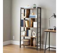 Modcraft 5 Tier Industrial Bookshelf Rustic Brown Modcraft Brown