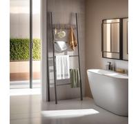 Modcraft 5-Tier Industrial Towel Ladder Shelf with 5 Hooks