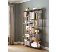Modcraft 5-Tier Rustic Brown & Black Industrial Bookcase with 10 Compartments