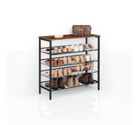 Modcraft 5 Tier Shoe Rack Adjustable Shelf Rustic Brown Sturdy Hallway Organizer