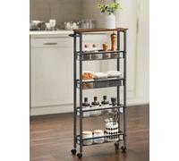 Modcraft 5-Tier Slim Rolling Trolley - Space-Saving Kitchen & Bathroom Storage Cart with Castors