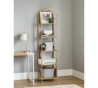 Modcraft 5-Tier Tempered Glass Shelf Unit, Arched Display Rack, Metallic Gold Frame 183.5 cm