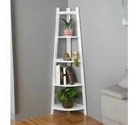 Modcraft 5-Tier White Corner Ladder Shelf - Modern Display Stand for Plants & Home Decor