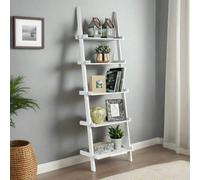 Modcraft 5-Tier White Ladder Shelf - Leaning Storage Bookcase
