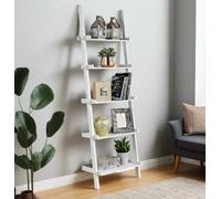 Modcraft 5-Tier White Ladder Shelf - Leaning Storage Bookcase