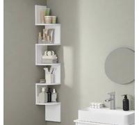 Modcraft 5 Tier White Wall Shelf for Corner Spaces - Bedroom and Living Room