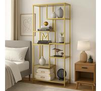 Modcraft 6-Tier Glass Bookshelf - Tall Display Bookcase & Plant Stand, Tempered Glass Shelves,