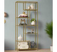 Modcraft 6-Tier Glass Bookshelf - Tall Display Bookcase & Plant Stand, Tempered Glass Shelves,