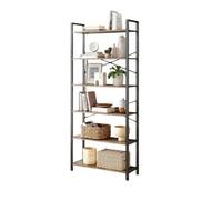 Modcraft 6-Tier Industrial Bookshelf And Tall Slim Bookcase, 30 X 80 X 186 Cm, Wheat Brown & Black