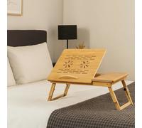 Modcraft Adjustable Bamboo Laptop Bed Tray Table with Drawer, Folding Stand for 14" Laptops, Portable Desk