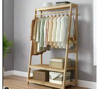 Modcraft Bamboo Clothes Rail Rack With Top Shelf, Shoe Storage, 10 Hooks, And Ladder Rails 80X43.5X165 Cm