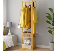 Modcraft Bamboo Coat Stand with Garment Shelf & Hanging Rail in Clear Modcraft Clear