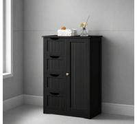 Modcraft Bathroom Floor Cabinet Wooden Freestanding Storage With 4 Drawers & 1 Door Adjustable Shelf , Black