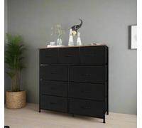 Modcraft Black Chest Of Drawers With 9 Fabric Drawers - Easy Storage Solution
