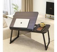 Modcraft Black Folding Laptop Bed Tray Table With Cup & Device Slot, Portable Lap Desk For Sofa