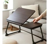Modcraft Black Folding Laptop Bed Tray Table with Cup & Device Slot, Portable Lap Desk for Sofa