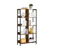 Modcraft Bookcase Ladder Shelf 4 Tier Rustic Brown and Black Display Rack for Living Room or Office