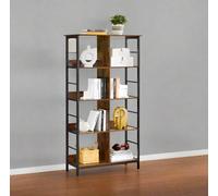 Modcraft Bookcase Ladder Shelf 4 Tier Rustic Brown And Black Display Rack For Living Room Or Office