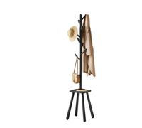 Modcraft Coat Rack Stand Hall Tree with 8 Hooks and Storage Shelf - Black