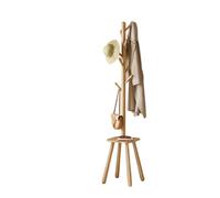 Modcraft Coat Rack Stand Hall Tree with 8 Hooks & Storage Shelf in Light Brown Modcraft Light Brown