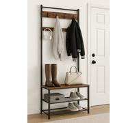Modcraft Coat Rack With Shoe Storage Bench With Steel Frame - Rustic Brown