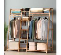 Modcraft Double Clothes Rail with Central Shelves - Freestanding Open Wardrobe in Natural | Size: Large Modcraft Natural Large