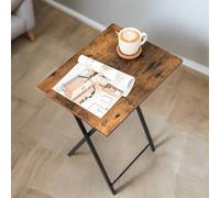 Modcraft Folding Side Table - Rustic Brown Industrial Tray Table For Sofa Or Couch