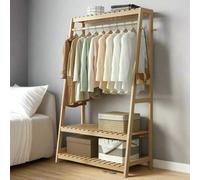 Modcraft Freestanding Clothes Rail with Shoe Storage & Shelves - Natural Finish | Size: Large Modcraft Natural Large