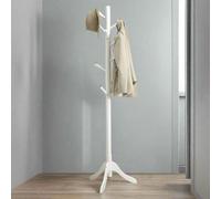 Modcraft Freestanding Wooden Coat Rack with Adjustable Height & 8 Hooks in White Modcraft White