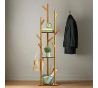 Modcraft Freestanding Wooden Hanger Stand with 10 Hooks for Coats