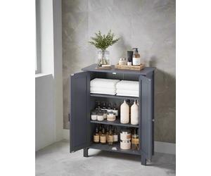 Modcraft Grey Bathroom Storage Cabinet - Freestanding Cupboard with 2 Adjustable Shelves