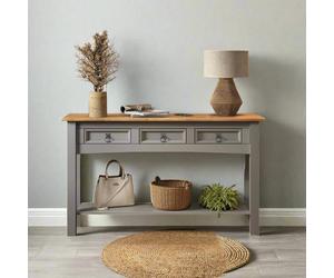 Modcraft Grey Solid Pine Sideboard - 3-Drawer Rustic Cabinet