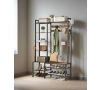 Modcraft Hall Tree With Bench Shoe Rack 9 Hooks And 5 Shelves Vintage Entryway Coat Stand Storage Unit